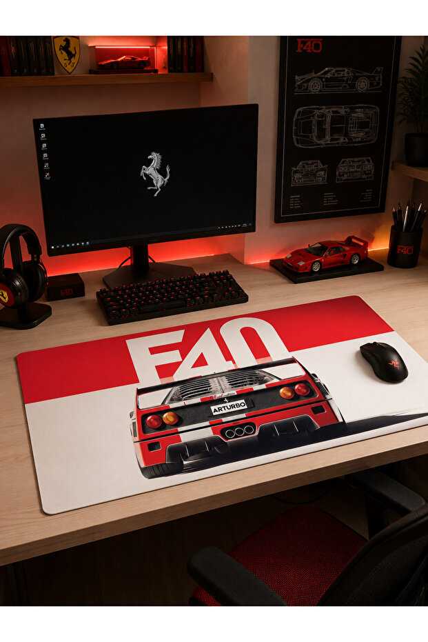 F40 Rosso Edition 40X90Cm Gaming Player XL Large Size Stitched Edge Mousepad with Non-Slip Base