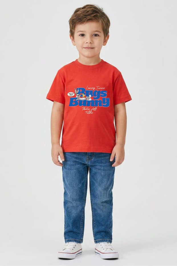 Toddlers Boy Crew Neck Short Sleeves Brand Logo T-Shirt, Red