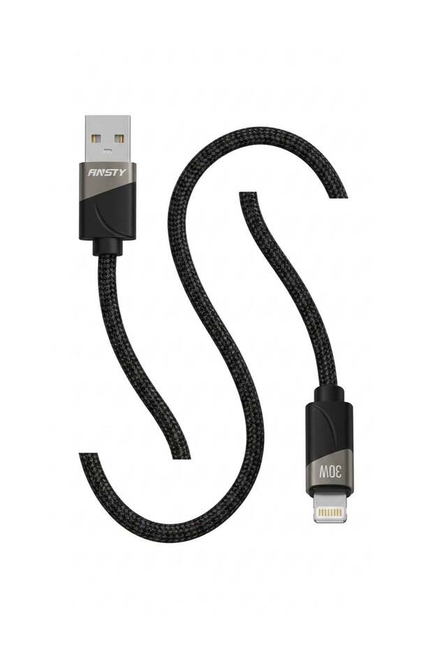 شاحن آيفون فائق السرعة مع وصلة USB بقوة 30 واط (1 متر) - كابل سيليكون مقاوم للحريق - للشحن ونقل البيانات - S-064-I