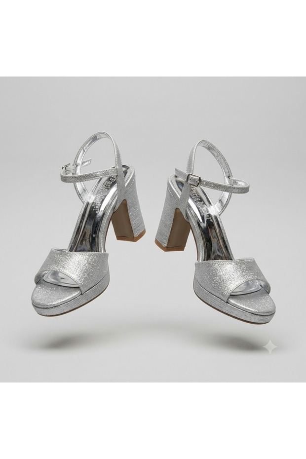 (Park Moda) Single Band Platform (1 cm) Women's Heels (8 cm) Shoes Silver