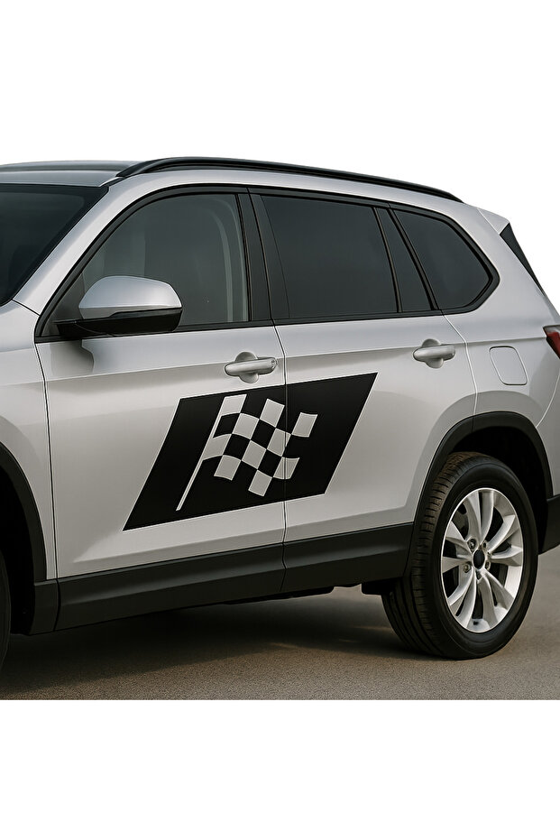 Black Racing Flag Line Design Auto Sticker - Suv General Decor Sticker