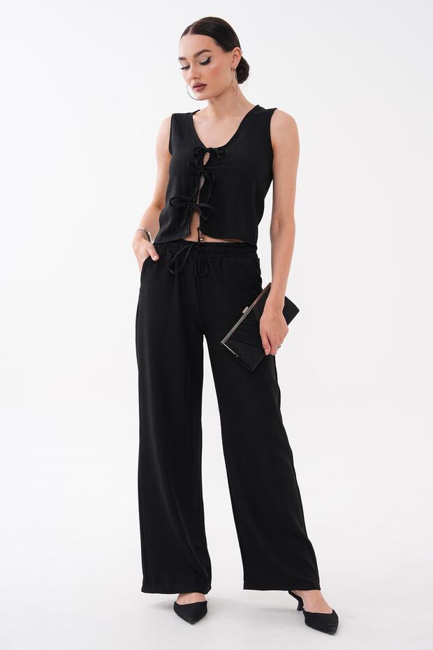 Women's Vest and Trousers Set with Front Tie Detail 260597 -