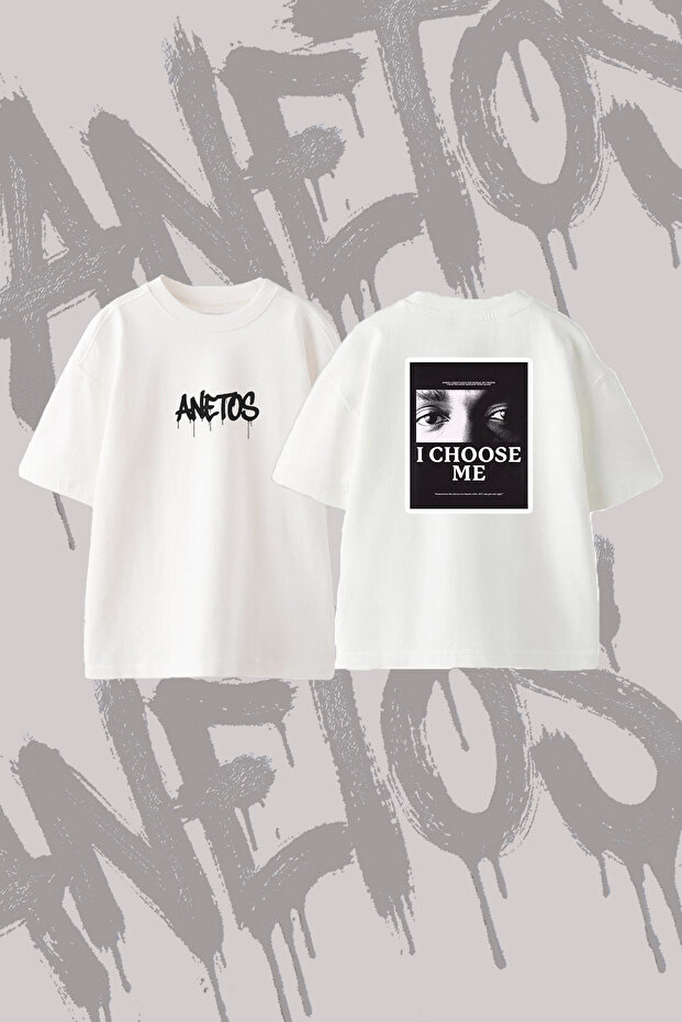 I Choose Me Design Printed Oversize Crew Neck T-Shirt White