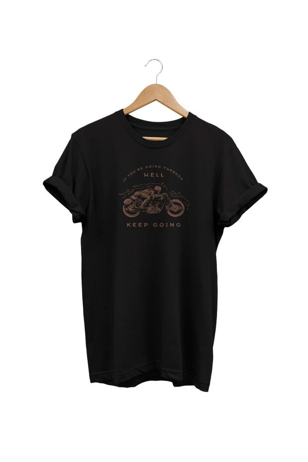 Motor Printed Black T-Shirt