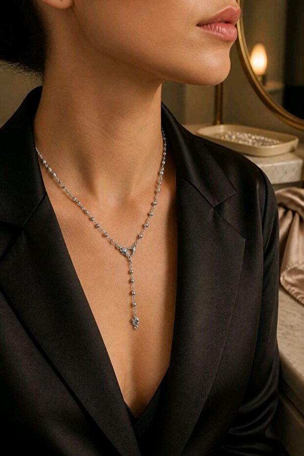 Luxurious Figured Zircon Stone Y Necklace