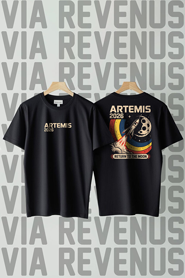 Artemis 2026 Return to the Moon Front and Back Printed Wide Fit 100% Cotton Tshirt