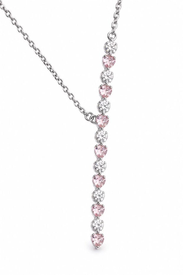 Women's Steel Stone Detail Y Necklace