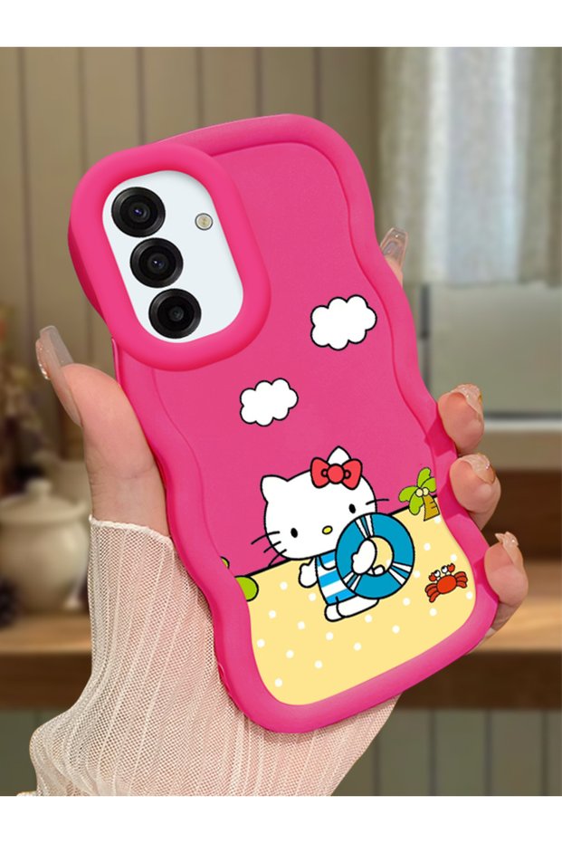 Samsung Galaxy A17 Compatible Case Camera Protector Red Silicone Couple Phone Case Kitty Pattern