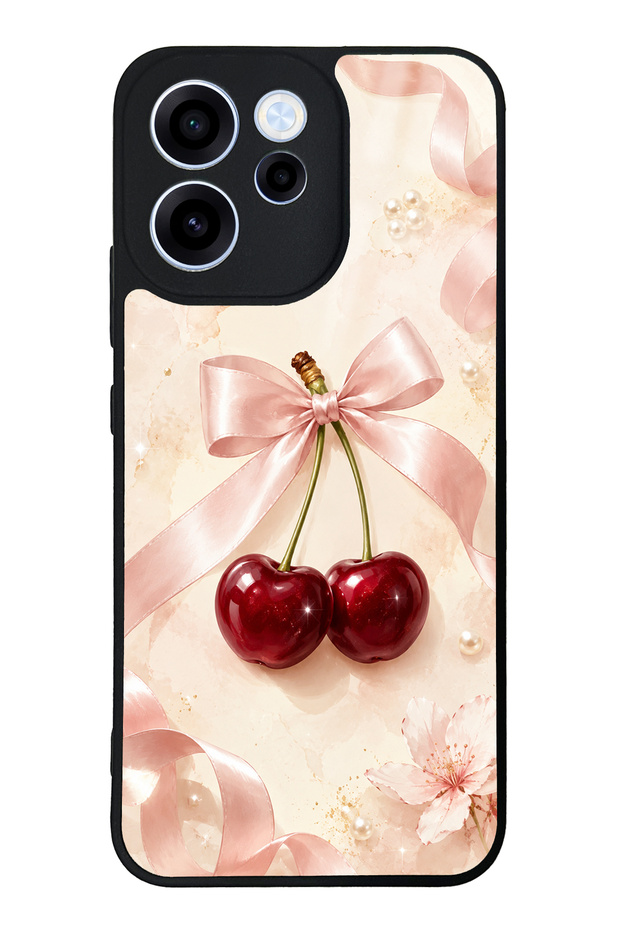 Oppo Reno 15F Cherry Pearl Ribbon Design Glossy Phone Case
