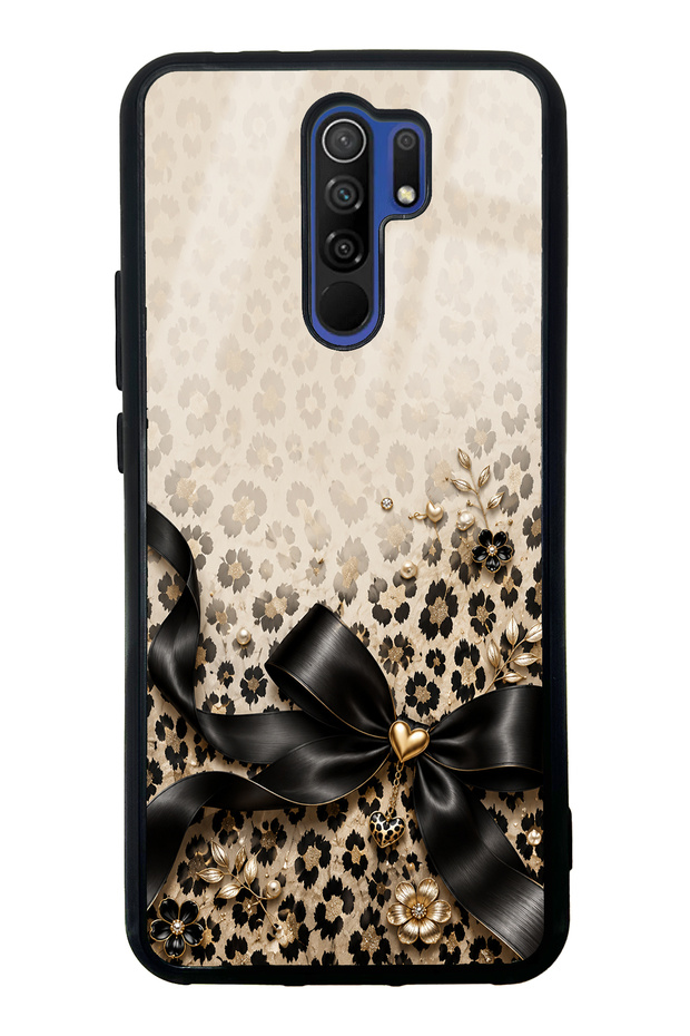 Xiaomi Redmi 9 Golden Leopard Bow Design Glossy Phone Case