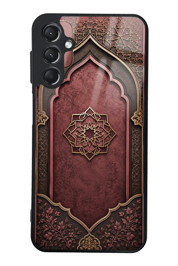 Samsung A24 Burgundy Glossy Phone Case with Ottoman Emblem Design