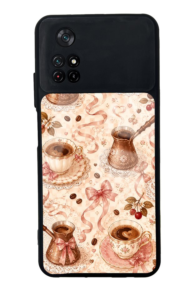 Xiaomi Poco M4 Pro Glossy Phone Case with Blush Coffee Bow Design