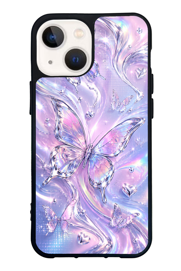 iPhone 13 Mini Iridescent Dream Butterfly Design Glossy Phone Case