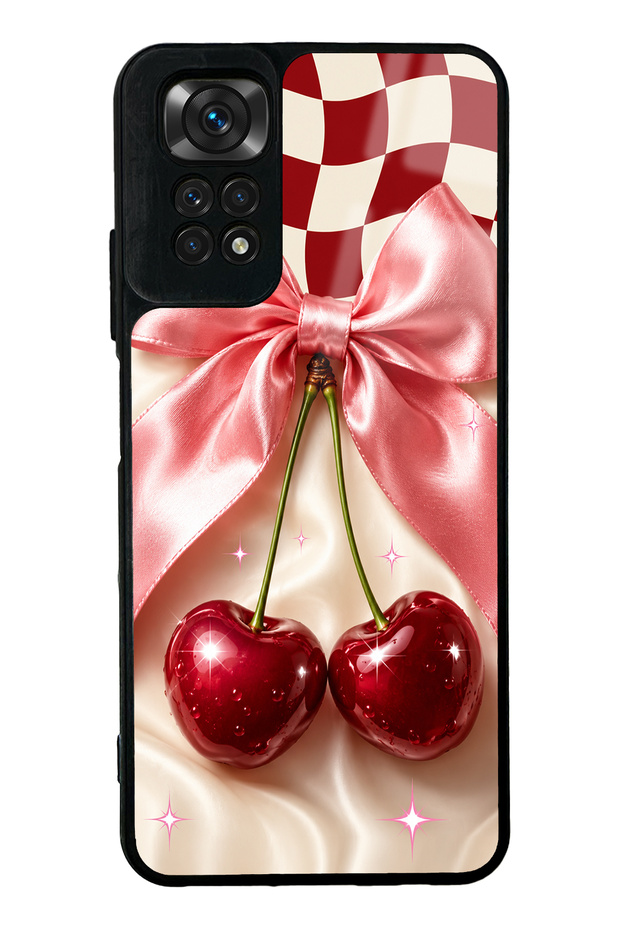 Xiaomi Redmi Note 11S Glossy Phone Case with Cherry Picnic Bow Design