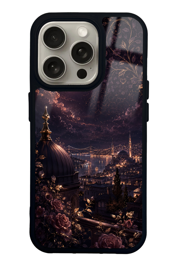 iPhone 15 Pro Rosewood Bosphorus Night Design Glossy Phone Case