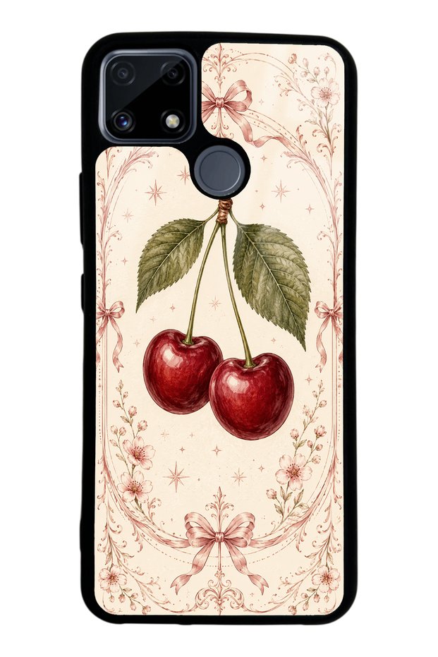 Realme C25 Glossy Phone Case with Vintage Cherry Blossom Design