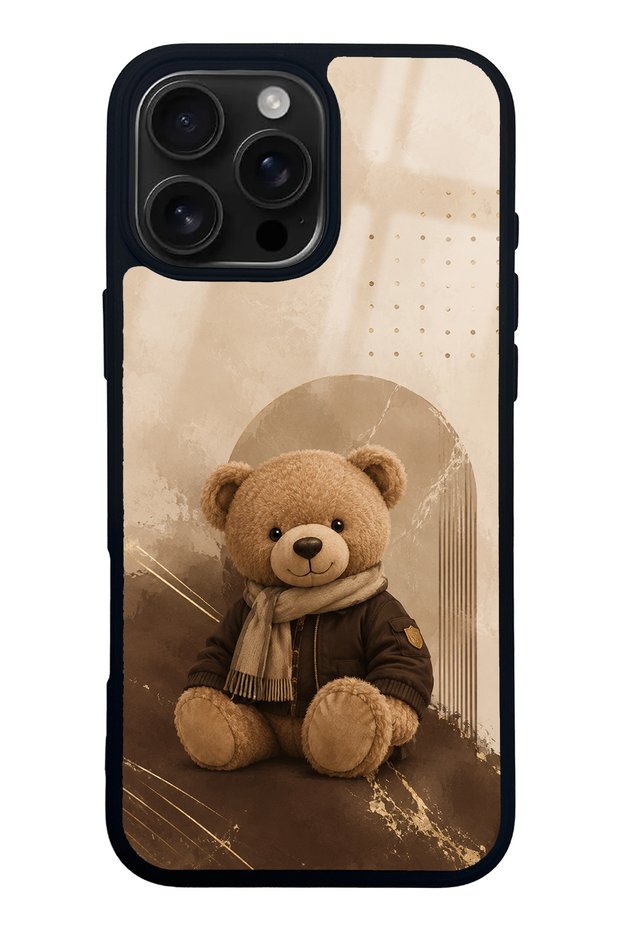 iPhone 16 Pro Max Cozy Teddy Design Glossy Phone Case