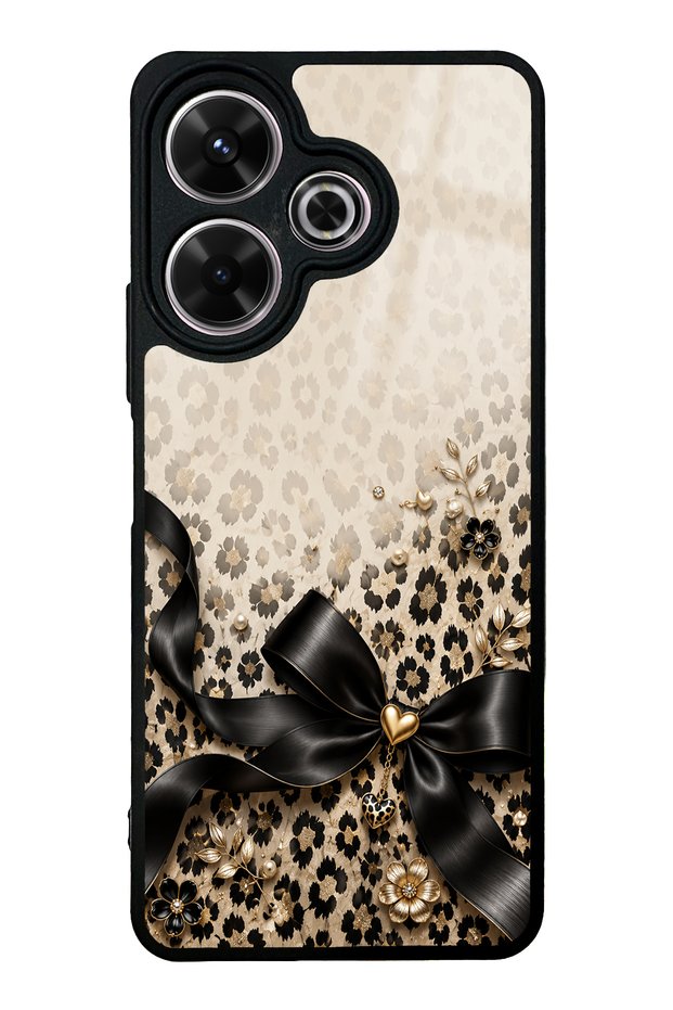 Xiaomi Redmi 13 4g Golden Leopard Bow Design Glossy Phone Case