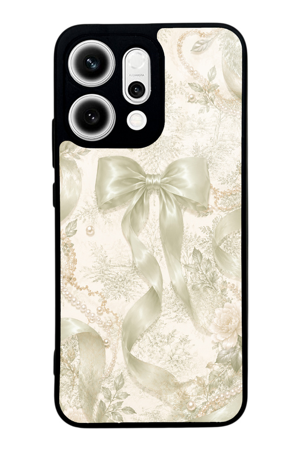 Oppo Reno 14 Ivory Pearl Bow Design Glossy Phone Case
