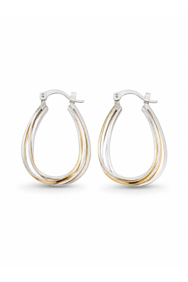 Brass Gold Silver Colored Oval Multiple Look Earrings
