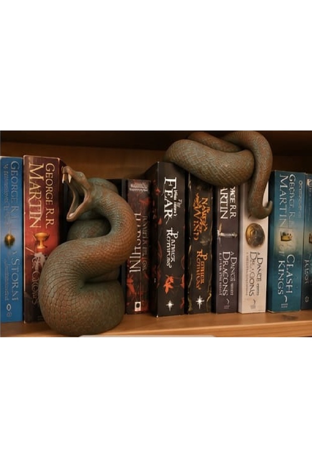 2-Piece Realistic Snake Bookend Book Holder Book Nook Stone Casting Heavy Duty Product