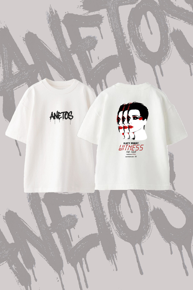 Katy Perry Witness Design Back Printed Cotton White Oversize T-Shirt