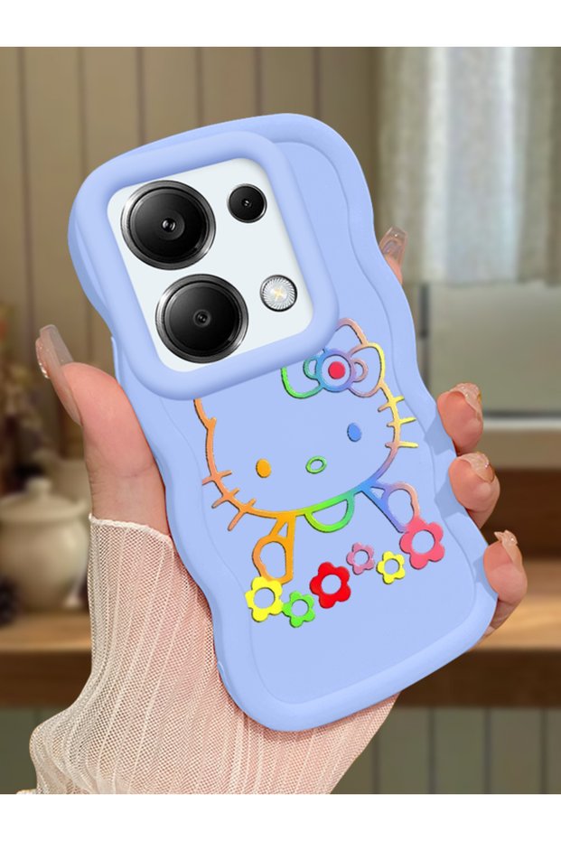 Redmi Note 13 Pro 4g Compatible Case with Camera Protector Blue Silicone Couple Phone Case Kitty Pattern