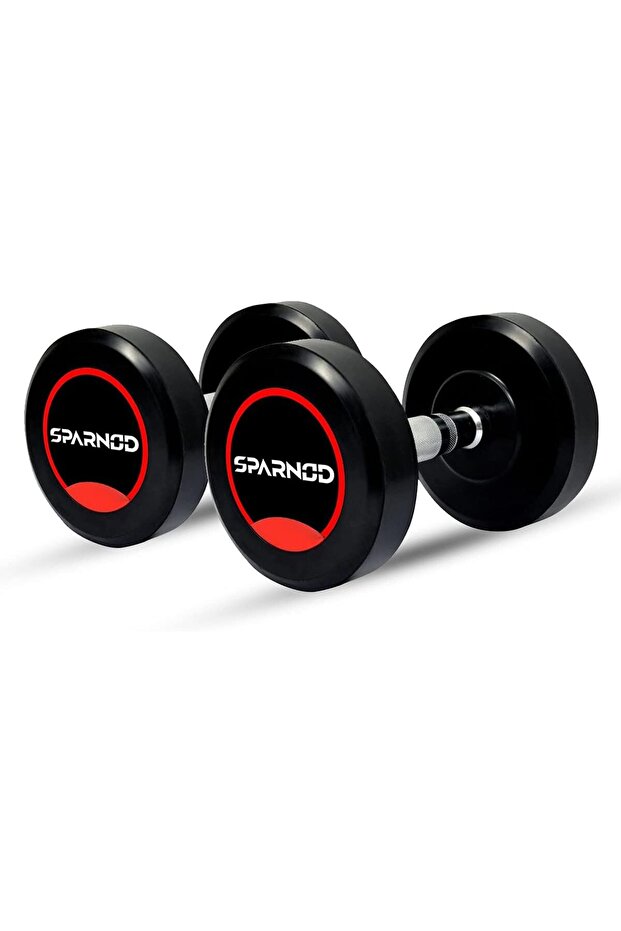 SDR-15_PAIR Round Rubber Coated Dumbbells with Metal Handle for Strength Training