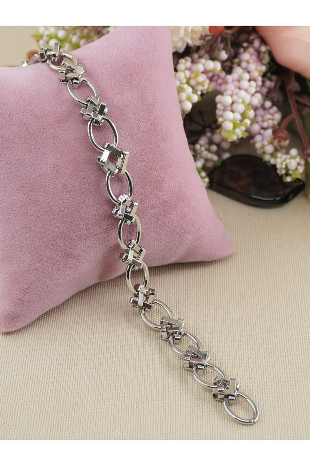 Vip Silver Color Geometric Cube Ring Model Xuping Steel Bracelet, Non-Tarnishing Steel Bracelet 20 cm
