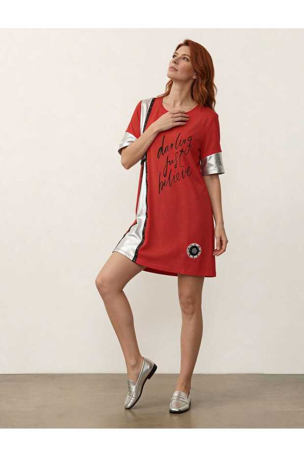 Stone Detail Tunic Darling Just Believe Red