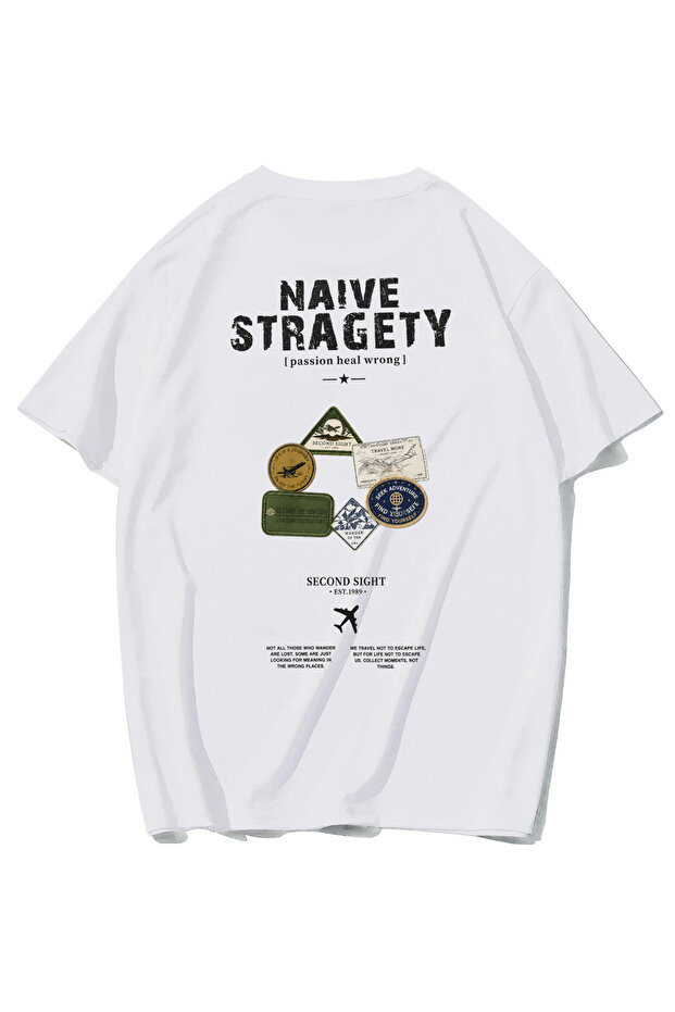 Unisex Oversize Naive Stragety T-Shirt (White)