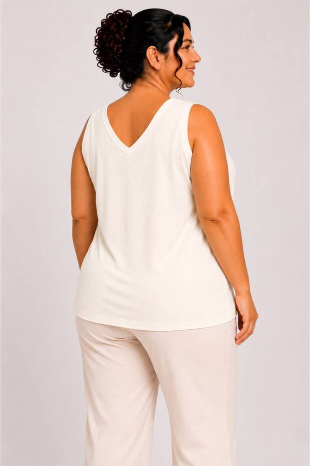 Women's Viscose Front Back V-Neck Plus Size Undershirt