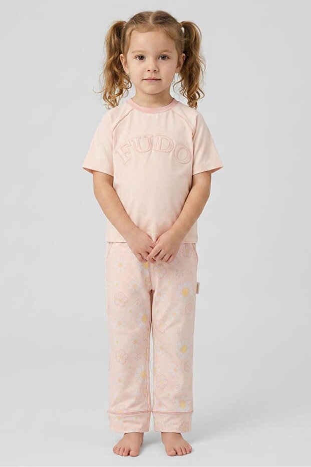 Lounge By Toddlers Girl 2 Pieces Embroidered Logo Top And Pants Pyjama Set, Multicolor