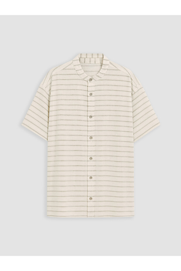 Lcw Kids Beige Striped Linen Blend Boy's Shirt