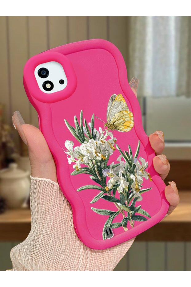 Realme C11 2021 Compatible Case Camera Protector Red Silicone Couple Phone Case Butterfly Pattern