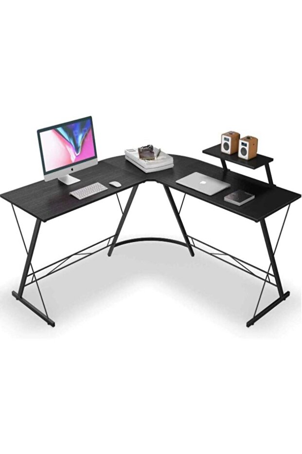 L Shaped Gaming Table with Computer Desk Corner Workstation Design | Space Saving PC Gaming Desk for Laptop Setup | Modern Home Office Study Writing Table with Spacious Surface & Durable Fram