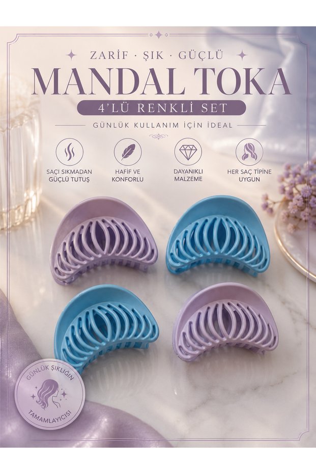 Set of 4 Colorful Hair Clips Women's Hair Clips Strong Hold Small Size Blue Pink Hair Clips
