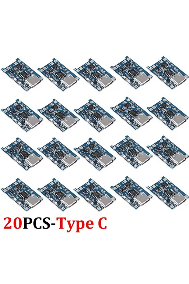 لوحة شحن 20X-Type C Micro USB/Type C 5V 1A مع وظائف حماية مزدوجة، وحدة شحن 18650