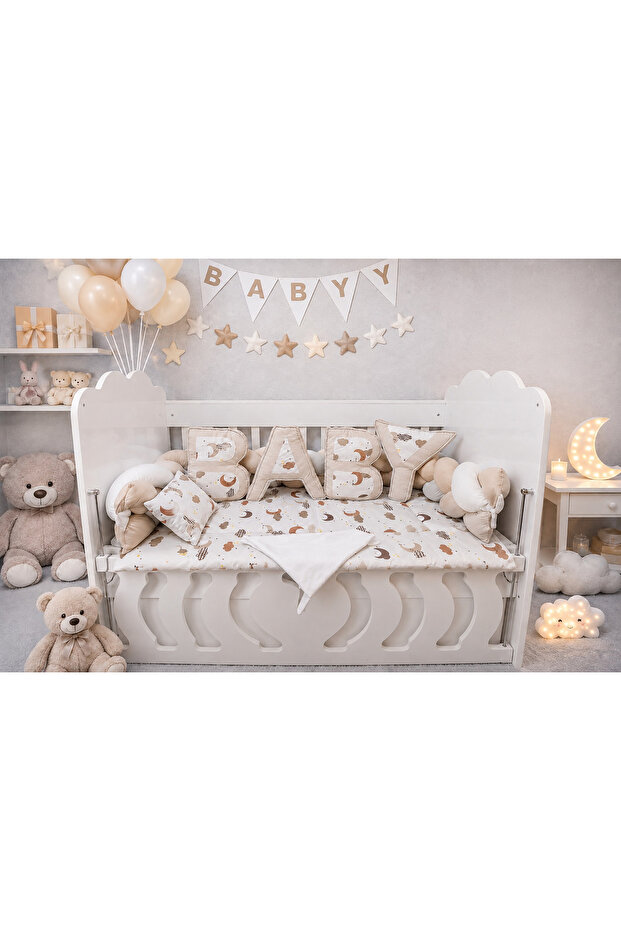 Cotton 8-Piece Baby Sleep Set | Knitted Side Protection + Quilt + Sheet + Pillow | Baby Crib Sleeping Set Gift Package