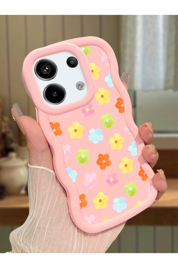 Poco X6 5g Compatible Case Camera Protector Pink Silicone Couple Phone Case Floral Pattern