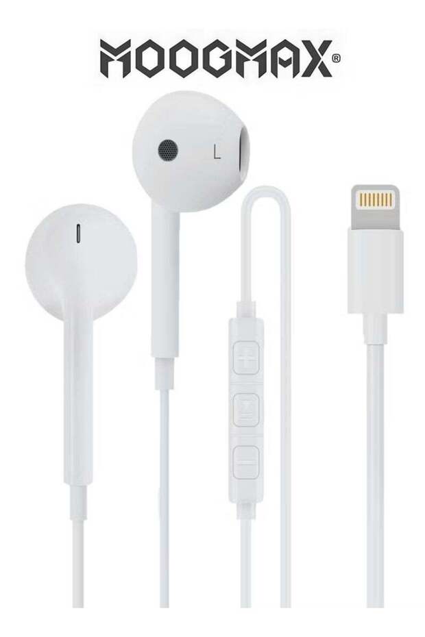 MFi Certified Lightning Wired Headphones with Microphone for iPhone, White