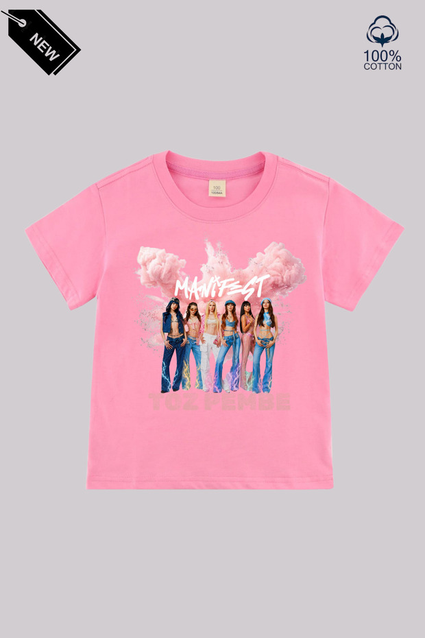 Manifest Group Dusty Pink Design Girls' T-Shirt 100% Cotton (Ages 4-13)