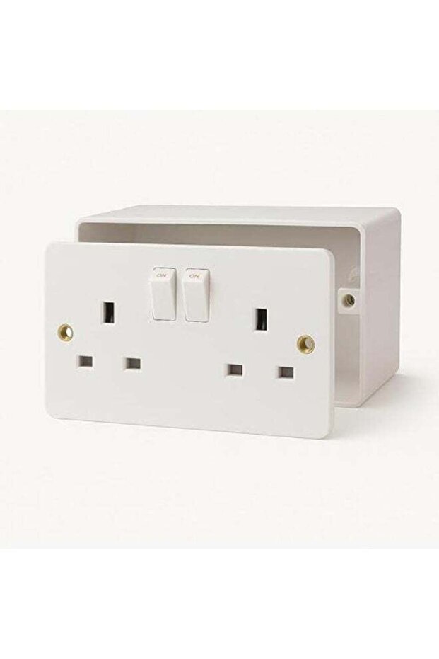 Wall Socket with Switches, 2-Gang Electrical Outlet