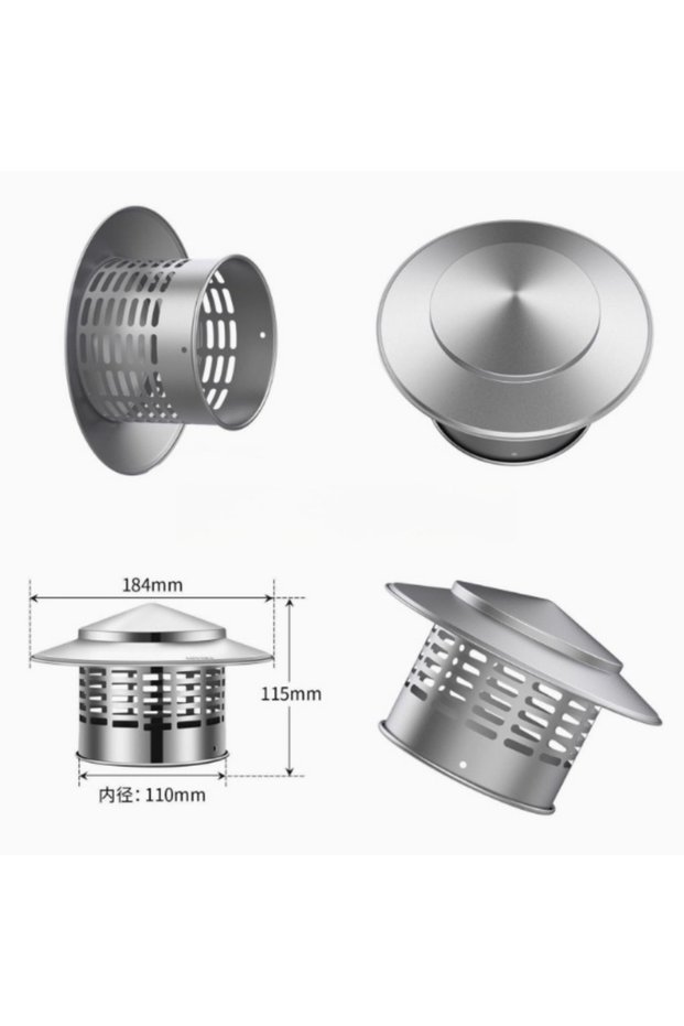 110mm Stainless Steel Ultralight Chimney Rain Cap - 75/110/160/200mm for Exterior Wall Roof Pipe Air