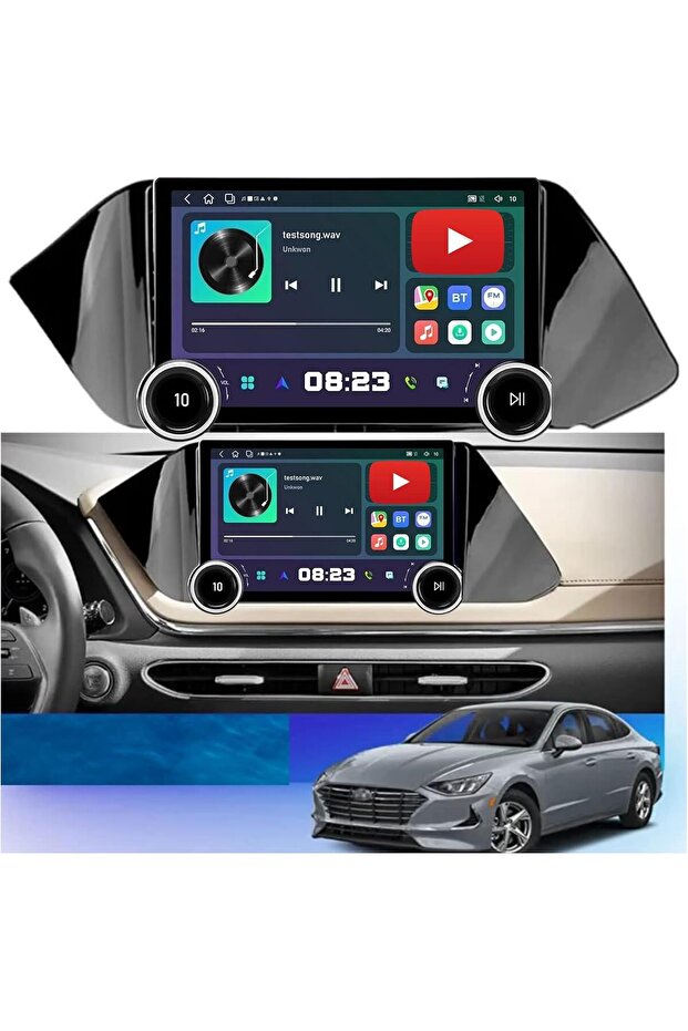 شاشة أندرويد لسيارة هيونداي سوناتا موديل 2021-2025، مع مقبضين، ذاكرة وصول عشوائي 6 جيجابايت، ذاكرة تخزين 128 جيجابايت، كاربلاي لاسلكي، أندرويد أوتو، كاميرا خلفية مدمجة AHD