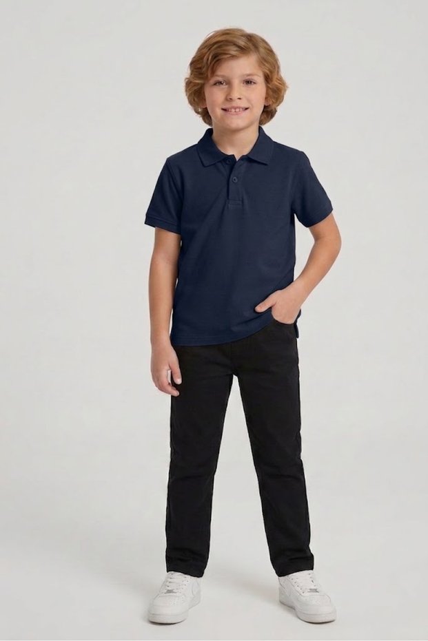 Children's Unisex Cotton Polo Collar Short Sleeve School Uniform T-Shirt (Back to School)