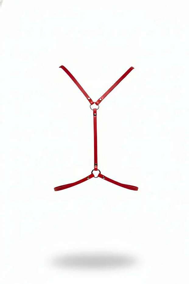 Red Women's Belt O Ring Detailed Body Belt
