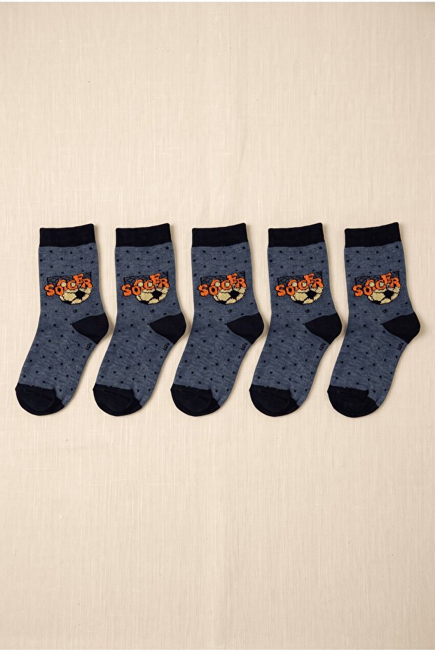 Boy's Blue Navy Blue 3-4 Years Old Figured 5-Piece Sock Set