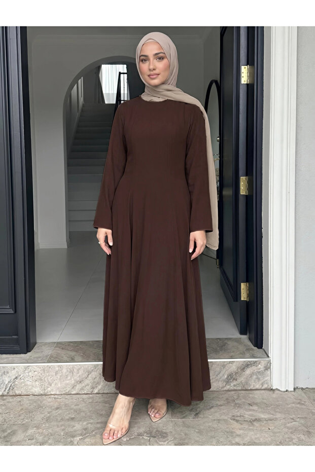 فستان ماكسي سادة بأكمام طويلة وقصة A