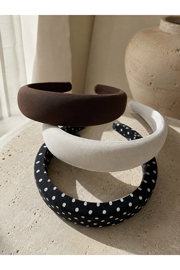 3-Piece Padded Crown Set (Brown-Stone Color-Black Polka Dot)